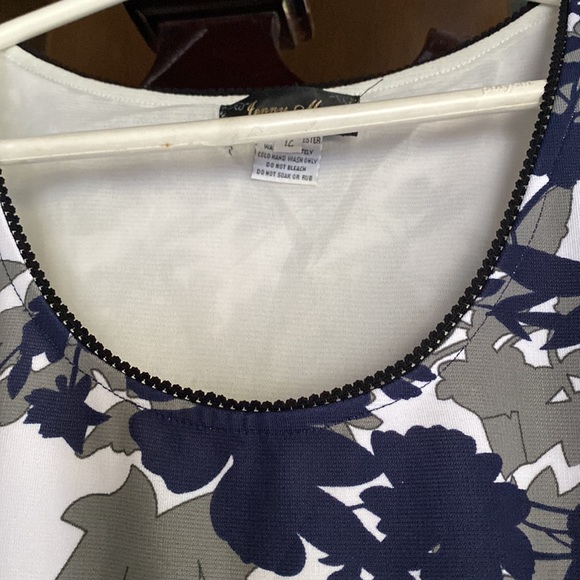 Navy blue and white printed A-line dress(Imported) - Picture 7 of 8